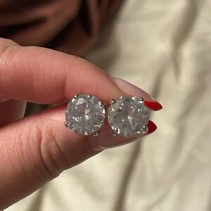 CZ Diamond Silver Stud Earrings
